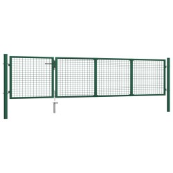vidaXL Puerta de jardín de acero verde 350x75 cm