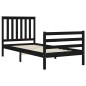 vidaXL Estructura de cama con cabecero madera maciza negro 90x200 cm