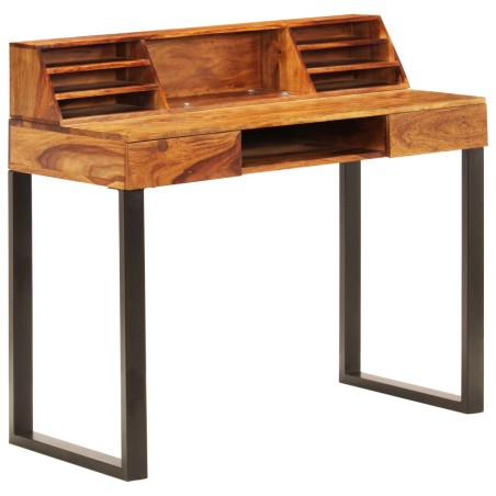 vidaXL Escritorio de madera maciza de sheesham y acero 110x50x94 cm
