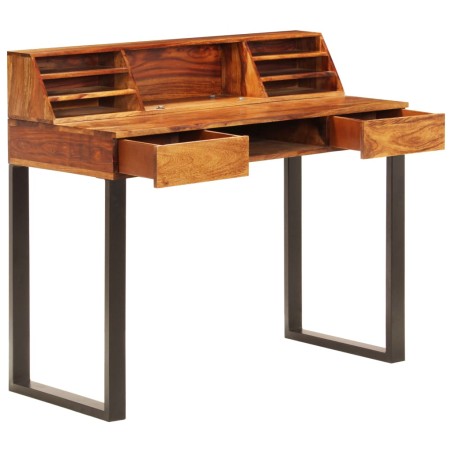 vidaXL Escritorio de madera maciza de sheesham y acero 110x50x94 cm
