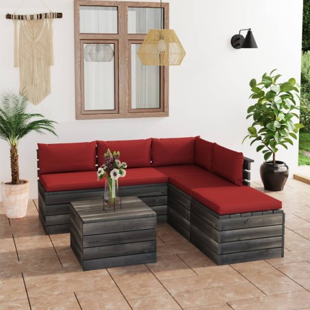 vidaXL Muebles de palets para jardín 6 pzas con cojines madera de pino