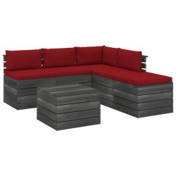 vidaXL Muebles de palets para jardín 6 pzas con cojines madera de pino