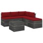 vidaXL Muebles de palets para jardín 6 pzas con cojines madera de pino vidaXL Muebles de palets para jardín 6 pzas con cojines madera de pino