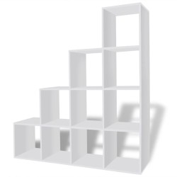 vidaXL Estantería librería en forma de escalera 142 cm blanca