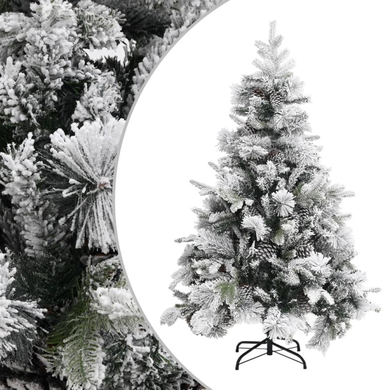 vidaXL Árbol de Navidad con nieve flocada y piñas PVC y PE 150 cm vidaXL Árbol de Navidad con nieve flocada y piñas PVC y PE 150 cm