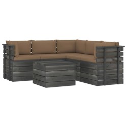 vidaXL Muebles de palets de jardín 6 piezas cojines madera maciza pino