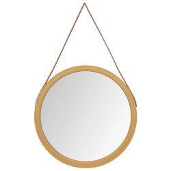 vidaXL Espejo de pared con correa dorado Ø55 cm