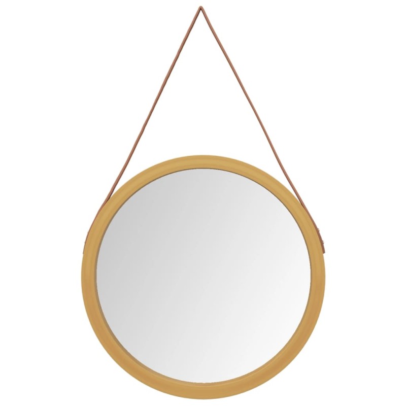 vidaXL Espejo de pared con correa dorado Ø55 cm vidaXL Espejo de pared con correa dorado Ø55 cm
