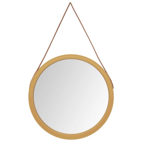 vidaXL Espejo de pared con correa dorado Ø55 cm