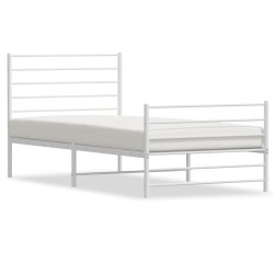 vidaXL Estructura cama metal con cabecero y pie cama blanca 100x200 cm