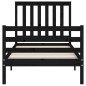 vidaXL Estructura de cama con cabecero madera maciza negro 90x200 cm