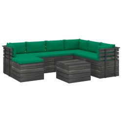 vidaXL Muebles de palets para jardín 8 pzas cojines madera maciza pino