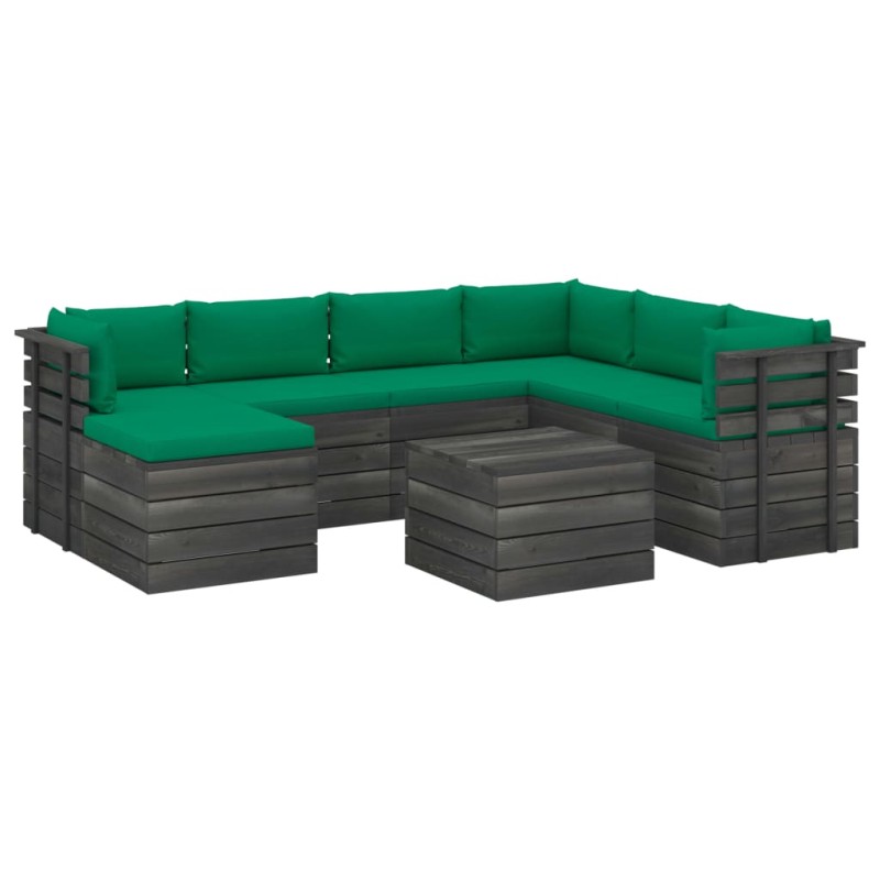vidaXL Muebles de palets para jardín 8 pzas cojines madera maciza pino vidaXL Muebles de palets para jardín 8 pzas cojines madera maciza pino