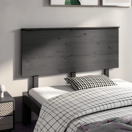 vidaXL Cabecero de cama madera maciza de pino gris 124x6x82,5 cm