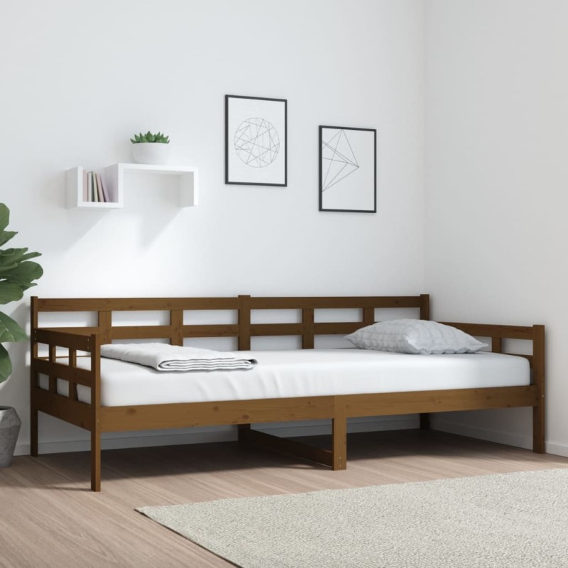 vidaXL Sofá cama madera maciza de pino marrón miel 90x200 cm vidaXL Sofá cama madera maciza de pino marrón miel 90x200 cm