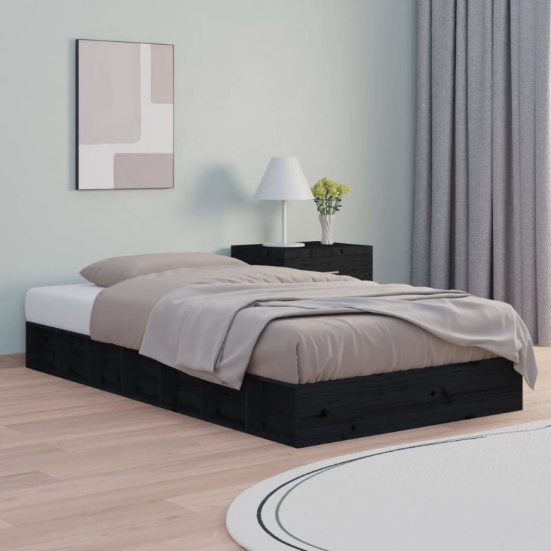 vidaXL Estructura cama madera maciza negro 140x190 cm vidaXL Estructura cama madera maciza negro 140x190 cm