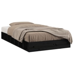 vidaXL Estructura cama madera maciza negro 140x190 cm