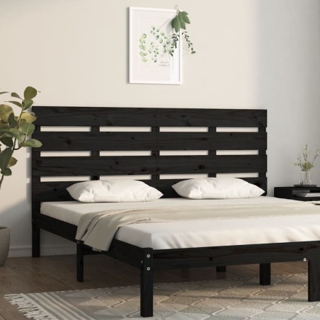vidaXL Cabecero de cama madera maciza de pino negro 200x3x80 cm