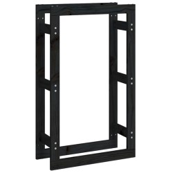 vidaXL Estante para leña madera maciza de pino negro 60x25x100 cm