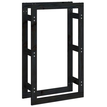 vidaXL Estante para leña madera maciza de pino negro 60x25x100 cm