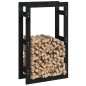 vidaXL Estante para leña madera maciza de pino negro 60x25x100 cm