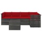 vidaXL Muebles de palets para jardín 6 pzas cojines madera maciza pino vidaXL Muebles de palets para jardín 6 pzas cojines madera maciza pino