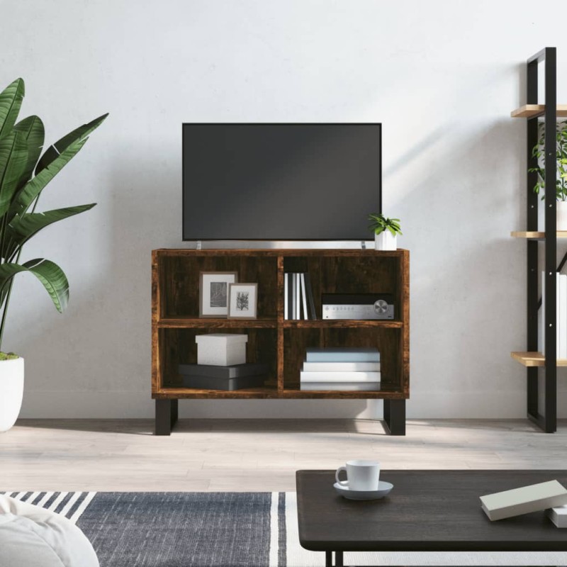 vidaXL Mueble de TV madera de ingeniería roble ahumado 69,5x30x50 cm vidaXL Mueble de TV madera de ingeniería roble ahumado 69,5x30x50 cm