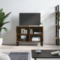 vidaXL Mueble de TV madera de ingeniería roble ahumado 69,5x30x50 cm vidaXL Mueble de TV madera de ingeniería roble ahumado 69,5x30x50 cm