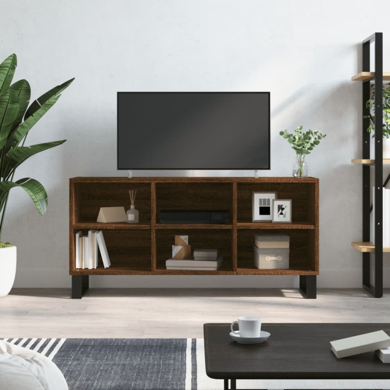 vidaXL Mueble de TV madera de ingeniería marrón roble 103,5x30x50 cm
