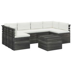 vidaXL Muebles de palets para jardín 7 pzas cojines madera maciza pino