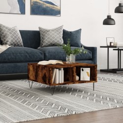 vidaXL Mesa de centro madera de ingeniería roble ahumado 60x60x30 cm