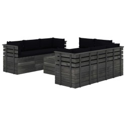 vidaXL Muebles de palets de jardín 9 pzas cojines madera maciza pino