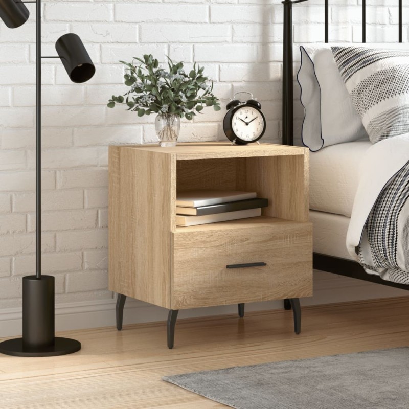 vidaXL Mesita de noche madera de ingeniería roble Sonoma 40x35x47,5 cm vidaXL Mesita de noche madera de ingeniería roble Sonoma 40x35x47,5 cm