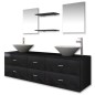 vidaXL Conjunto de muebles de baño con lavabo y grifo 9 piezas negro vidaXL Conjunto de muebles de baño con lavabo y grifo 9 piezas negro