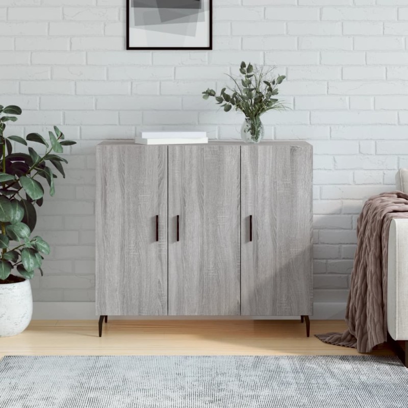 vidaXL Aparador de madera de ingeniería gris Sonoma 90x34x80 cm vidaXL Aparador de madera de ingeniería gris Sonoma 90x34x80 cm