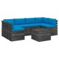 vidaXL Muebles de palets para jardín 7 pzas cojines madera maciza pino vidaXL Muebles de palets para jardín 7 pzas cojines madera maciza pino