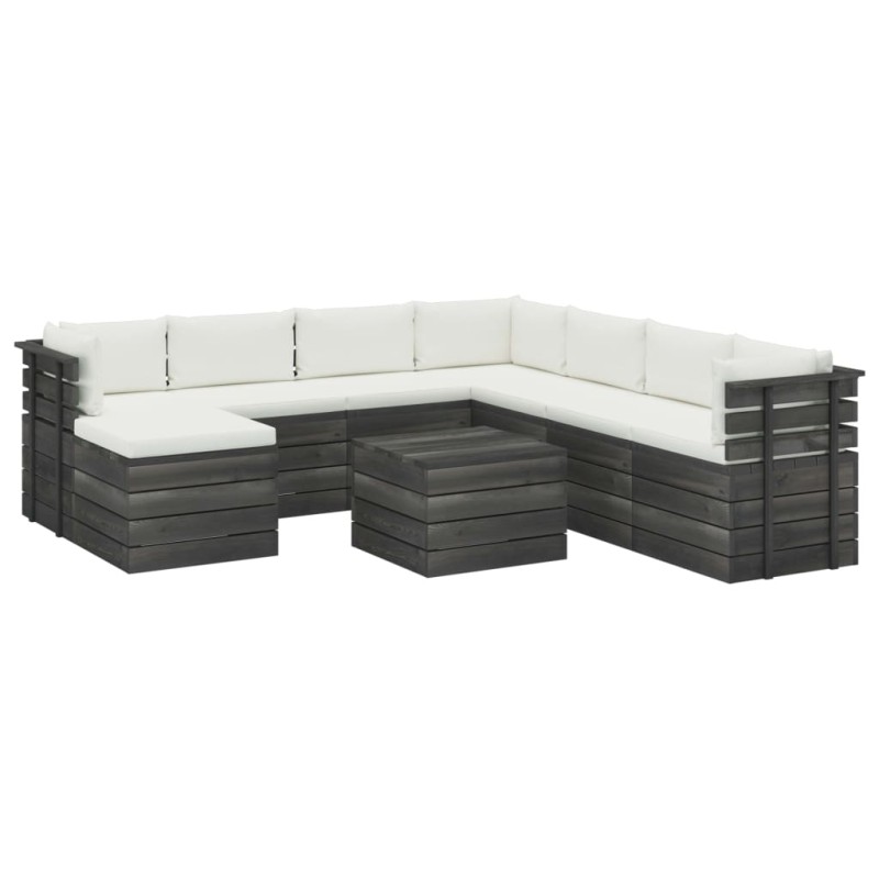 vidaXL Muebles de palets de jardín 9 piezas cojines madera maciza pino vidaXL Muebles de palets de jardín 9 piezas cojines madera maciza pino