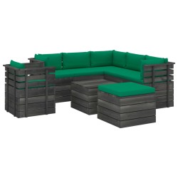 vidaXL Muebles de palets para jardín 8 pzas cojines madera maciza pino