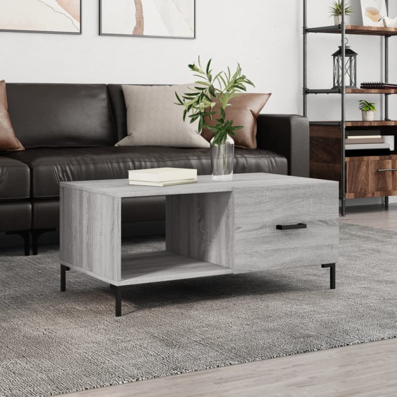 vidaXL Mesa de centro madera contrachapada gris Sonoma 90x50x40 cm vidaXL Mesa de centro madera contrachapada gris Sonoma 90x50x40 cm