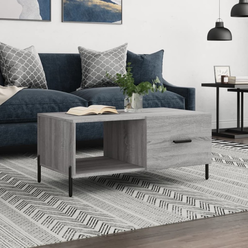 vidaXL Mesa de centro madera contrachapada gris Sonoma 90x50x40 cm vidaXL Mesa de centro madera contrachapada gris Sonoma 90x50x40 cm