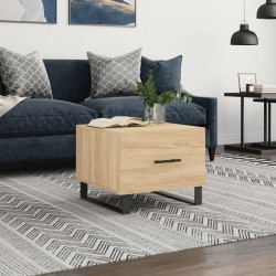 vidaXL Mesa de centro madera contrachapada roble Sonoma 50x50x40 cm