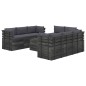 vidaXL Muebles de palets para jardín 9 pzas cojines madera maciza pino vidaXL Muebles de palets para jardín 9 pzas cojines madera maciza pino