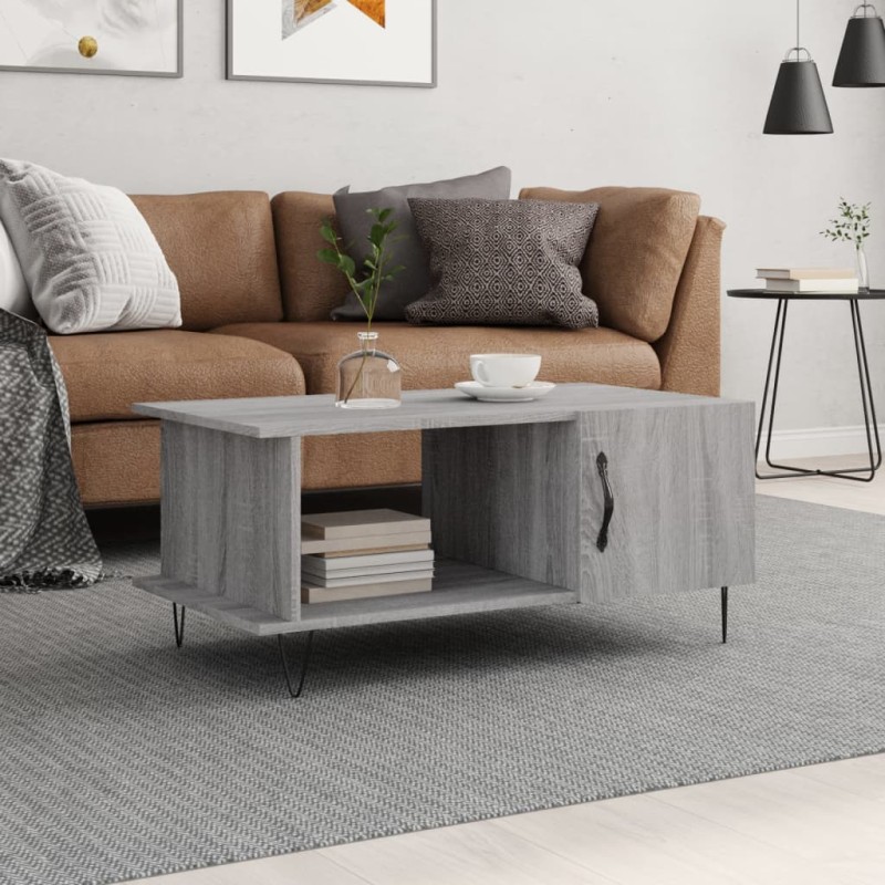 vidaXL Mesa de centro madera contrachapada gris Sonoma 90x50x40 cm vidaXL Mesa de centro madera contrachapada gris Sonoma 90x50x40 cm