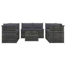 vidaXL Muebles de palets para jardín 9 pzas cojines madera maciza pino