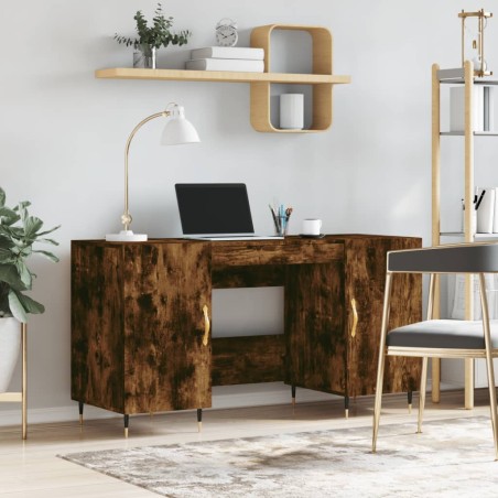 vidaXL Escritorio madera de ingeniería roble ahumado 140x50x75 cm