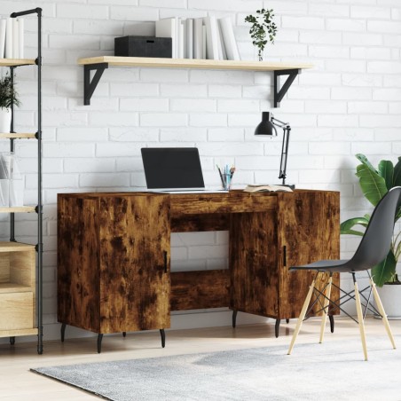 vidaXL Escritorio madera de ingeniería roble ahumado 140x50x75 cm