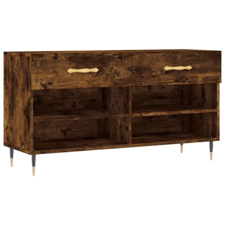 vidaXL Banco zapatero madera de ingeniería roble ahumado 102x35x55 cm