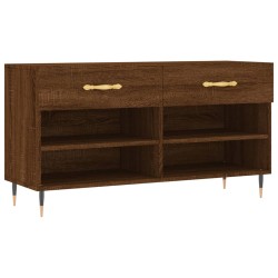 vidaXL Banco zapatero madera de ingeniería marrón roble 102x35x55 cm