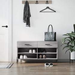 vidaXL Banco zapatero madera de ingeniería gris Sonoma 102x35x55 cm