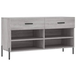 vidaXL Banco zapatero madera de ingeniería gris Sonoma 102x35x55 cm